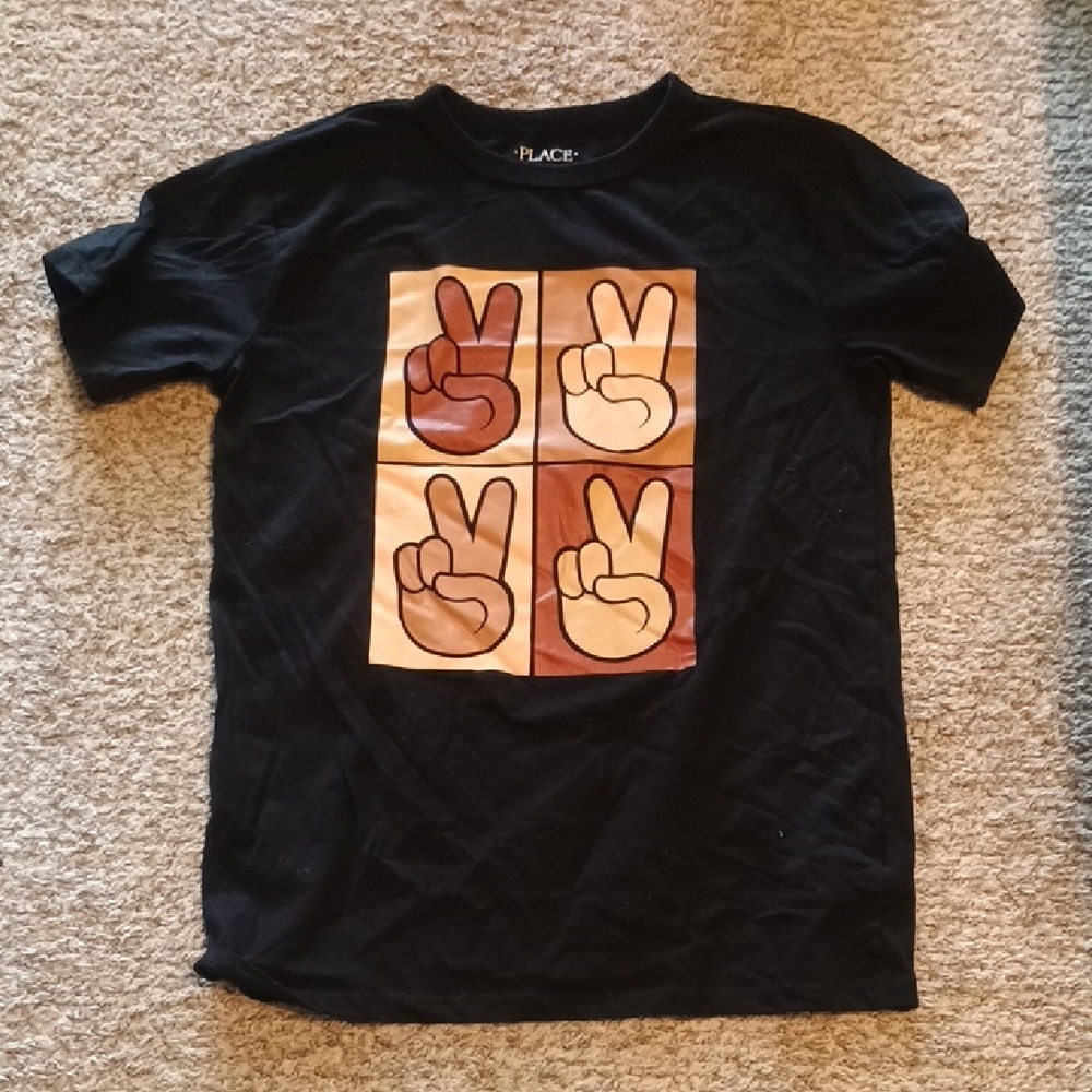 Kids Black Graphic Peace Sign T-Shirt